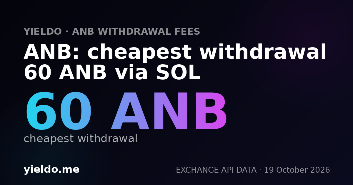 ANB: cheapest withdrawal 60 ANB via SOL