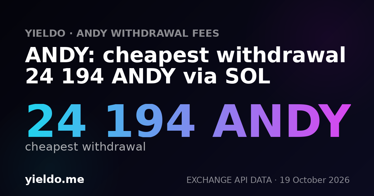 ANDY: cheapest withdrawal 24 194 ANDY via SOL