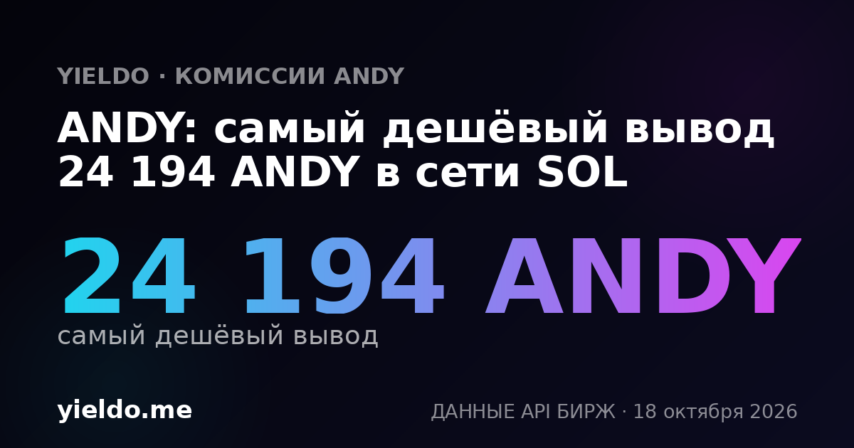 ANDY: самый дешёвый вывод 24 194 ANDY в сети SOL