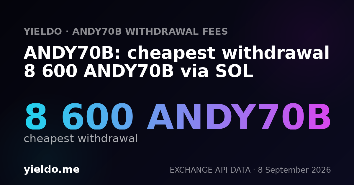 ANDY70B: cheapest withdrawal 8 600 ANDY70B via SOL
