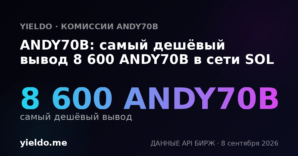 ANDY70B: самый дешёвый вывод 8 600 ANDY70B в сети SOL