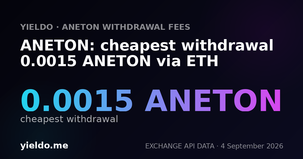 ANETON: cheapest withdrawal 0.0015 ANETON via ETH
