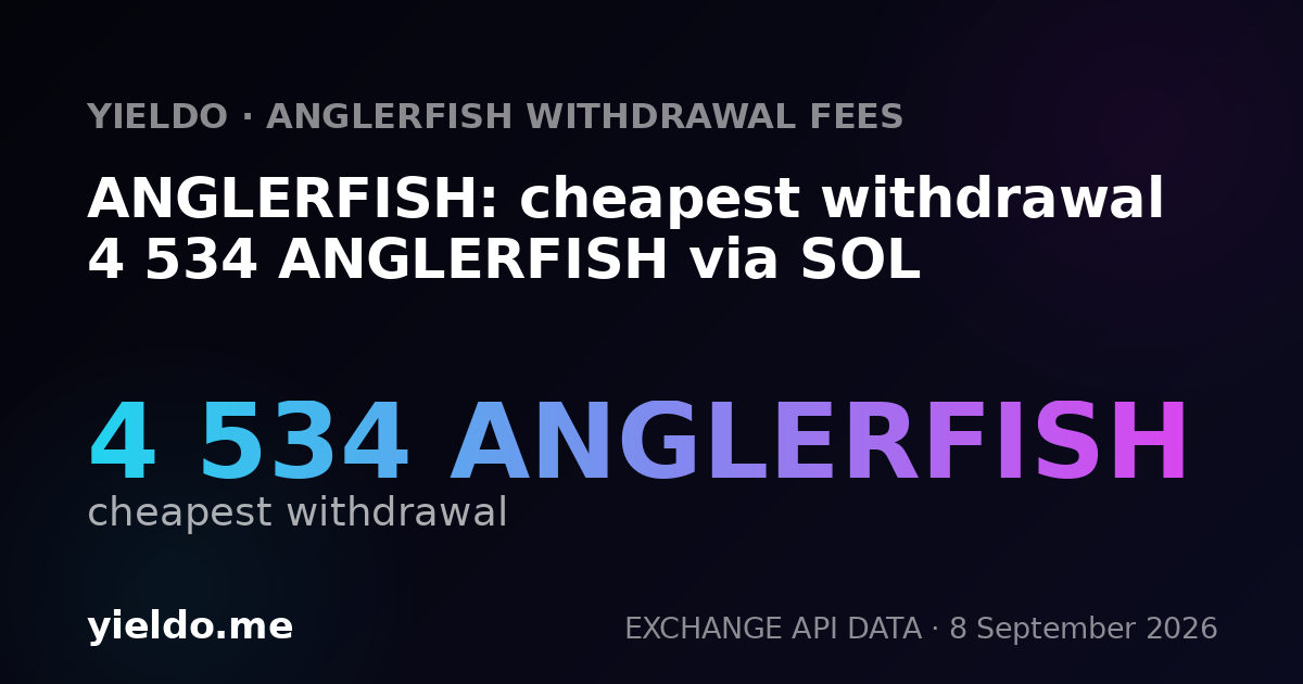 ANGLERFISH: cheapest withdrawal 4 534 ANGLERFISH via SOL