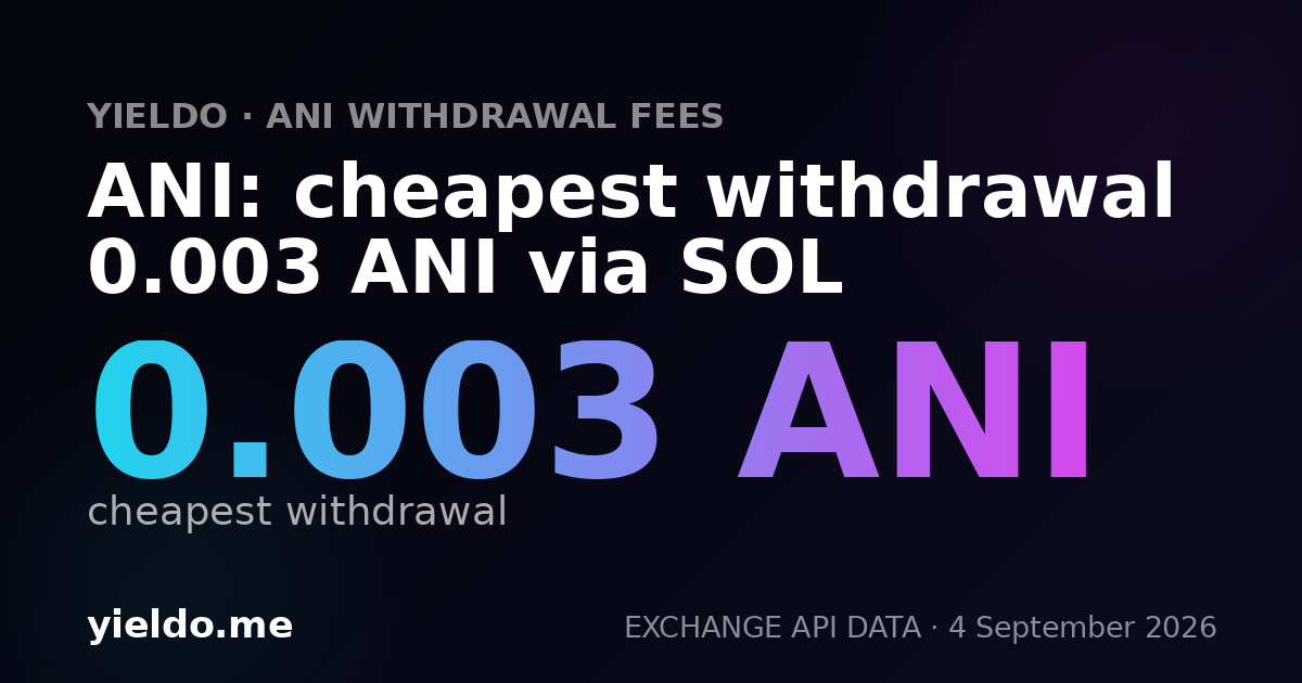 ANI: cheapest withdrawal 0.003 ANI via SOL