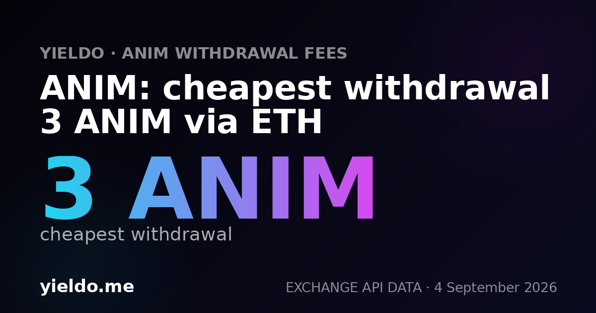 ANIM: cheapest withdrawal 3 ANIM via ETH