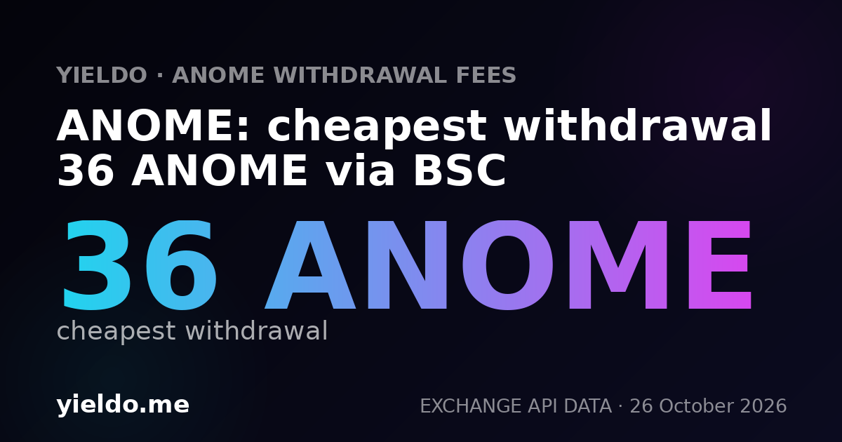 ANOME: cheapest withdrawal 36 ANOME via BSC