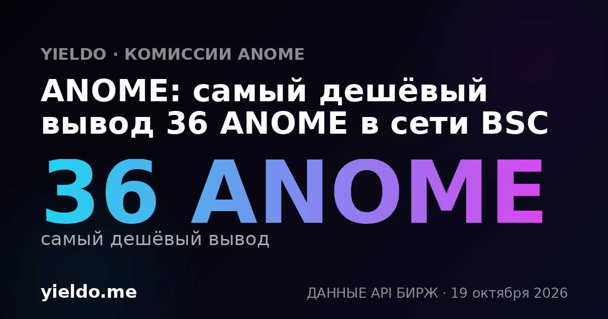 ANOME: самый дешёвый вывод 36 ANOME в сети BSC