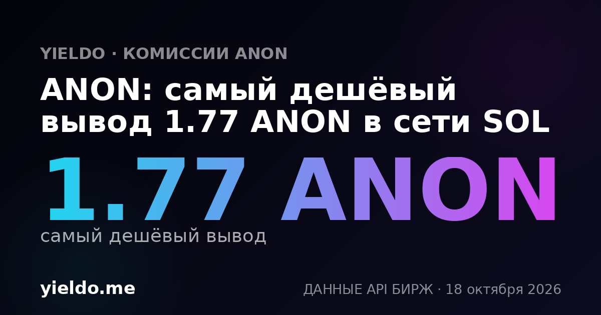 ANON: самый дешёвый вывод 1.77 ANON в сети SOL
