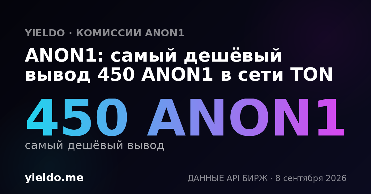 ANON1: самый дешёвый вывод 450 ANON1 в сети TON