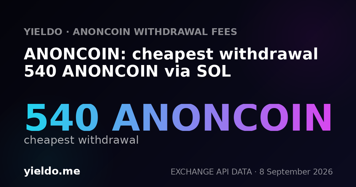 ANONCOIN: cheapest withdrawal 540 ANONCOIN via SOL