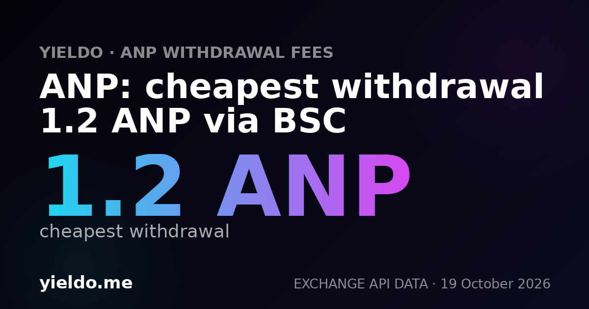 ANP: cheapest withdrawal 1.2 ANP via BSC