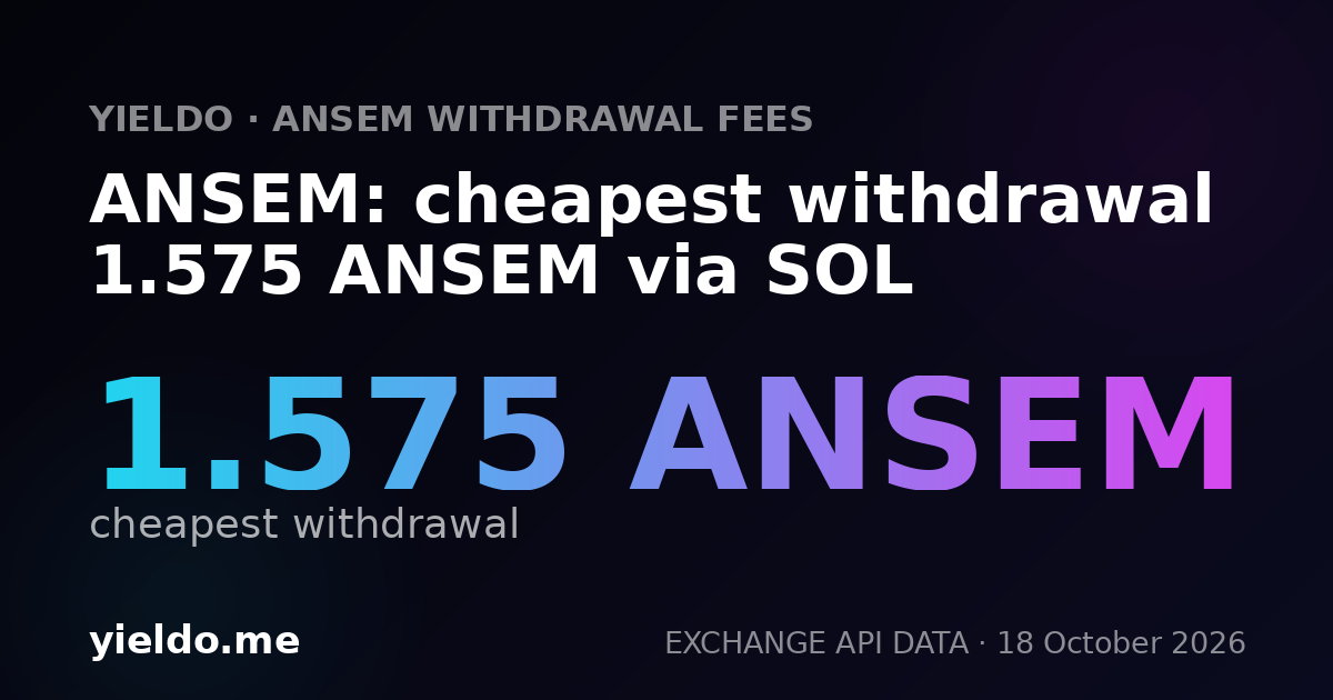 ANSEM: cheapest withdrawal 1.563 ANSEM via SOL