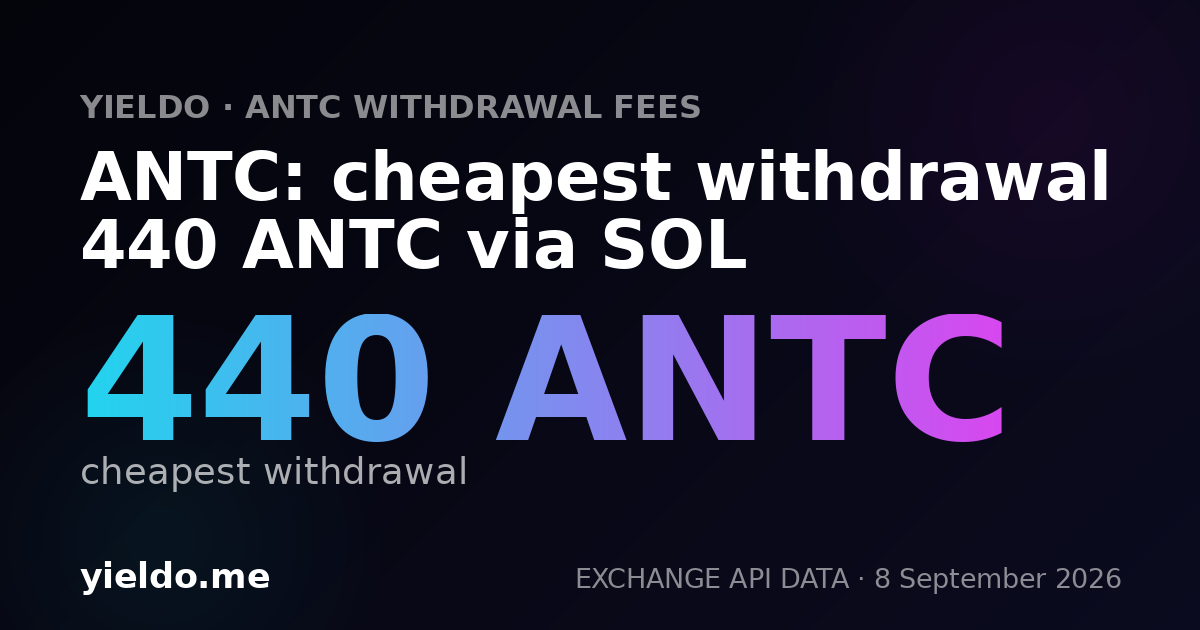 ANTC: cheapest withdrawal 440 ANTC via SOL