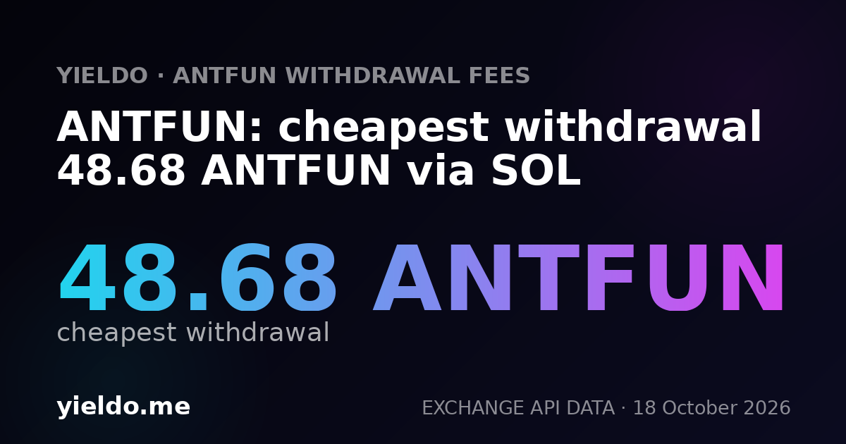 ANTFUN: cheapest withdrawal 48.68 ANTFUN via SOL