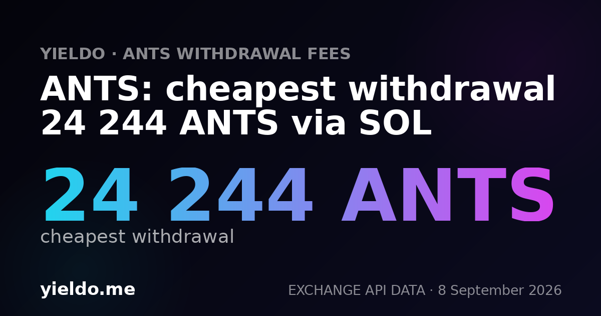 ANTS: cheapest withdrawal 24 244 ANTS via SOL