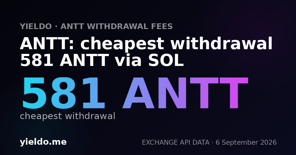 ANTT: cheapest withdrawal 581 ANTT via SOL