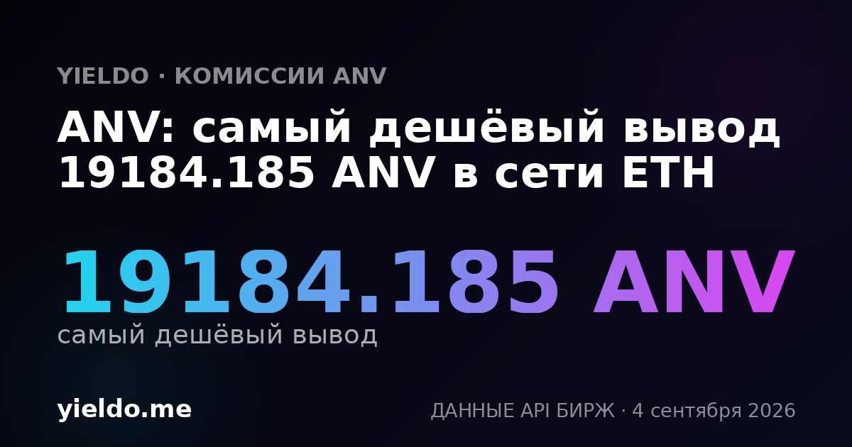 ANV: самый дешёвый вывод 19184.185 ANV в сети ETH
