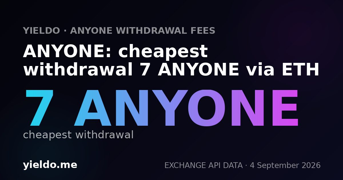 ANYONE: cheapest withdrawal 7 ANYONE via ETH