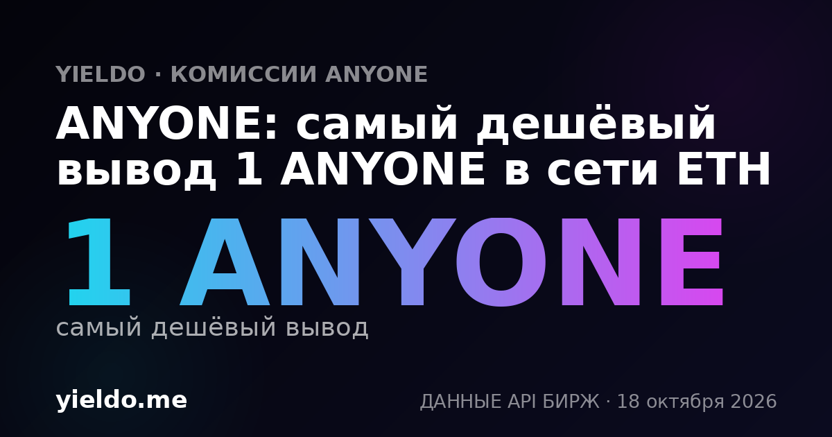 ANYONE: самый дешёвый вывод 1 ANYONE в сети ETH