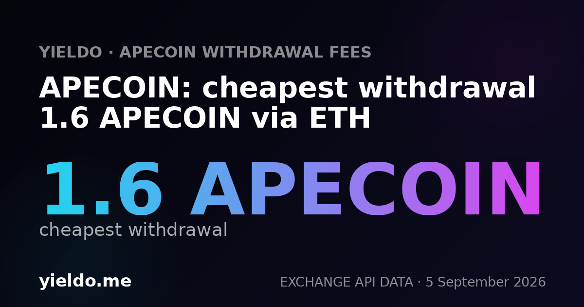 APECOIN: cheapest withdrawal 1.6 APECOIN via ETH