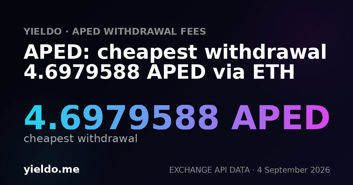 APED: cheapest withdrawal 4.6979588 APED via ETH