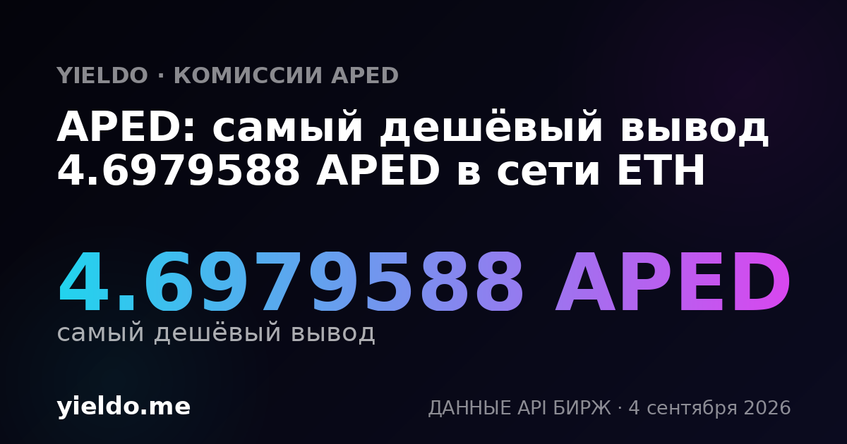 APED: самый дешёвый вывод 4.6979588 APED в сети ETH