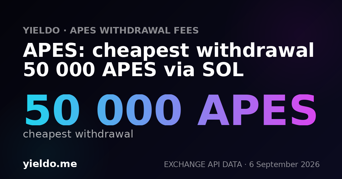 APES: cheapest withdrawal 50 000 APES via SOL