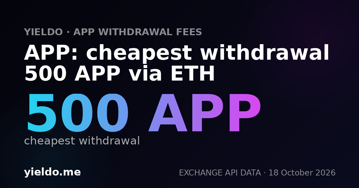 APP: cheapest withdrawal 500 APP via ETH