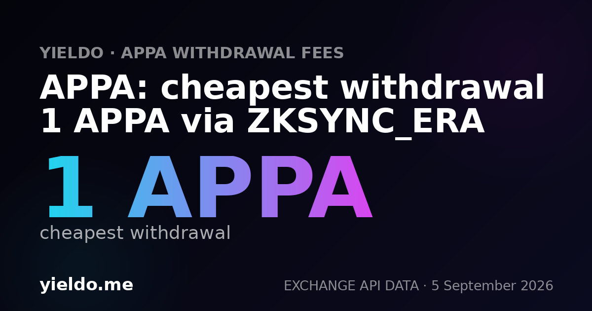 APPA: cheapest withdrawal 1 APPA via ZKSYNC_ERA