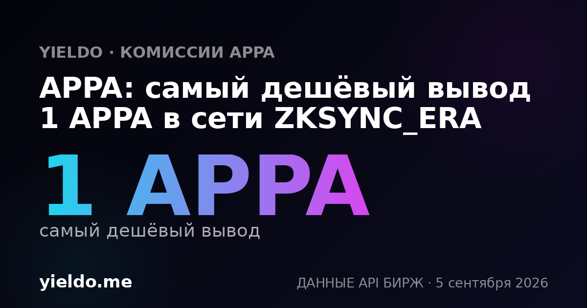 APPA: самый дешёвый вывод 1 APPA в сети ZKSYNC_ERA