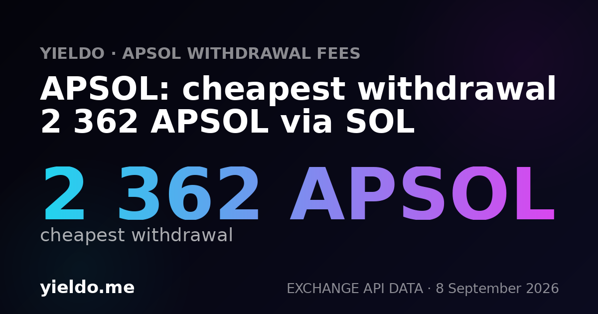 APSOL: cheapest withdrawal 2 362 APSOL via SOL