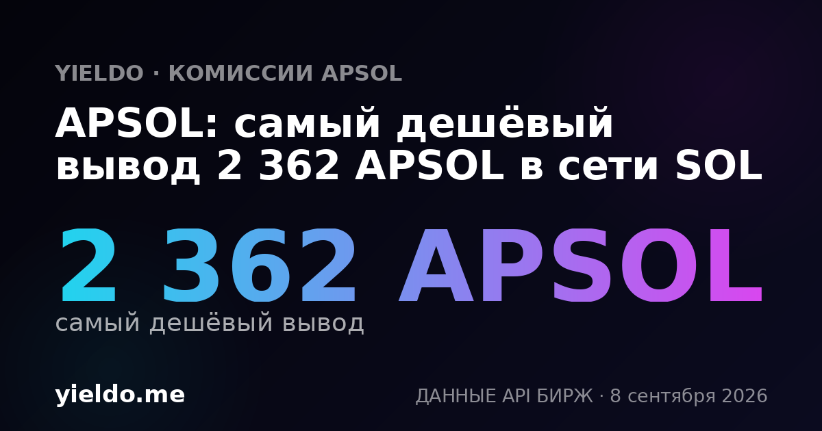 APSOL: самый дешёвый вывод 2 362 APSOL в сети SOL