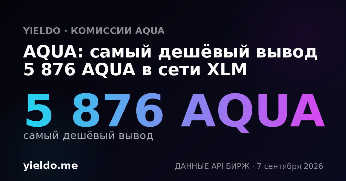 AQUA: самый дешёвый вывод 5 876 AQUA в сети XLM