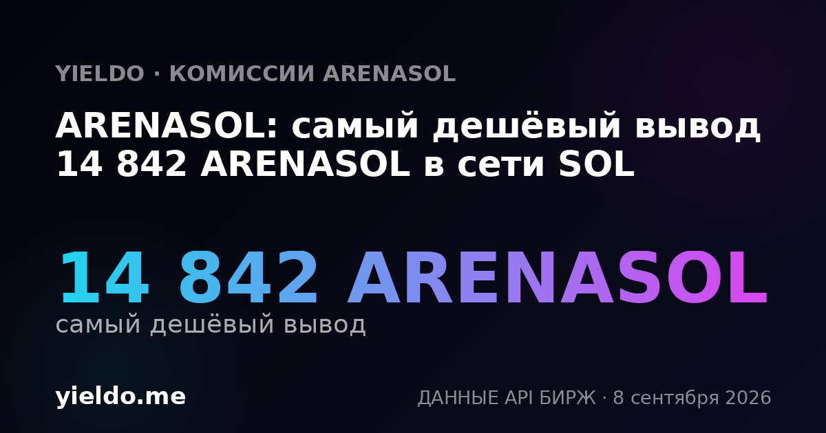 ARENASOL: самый дешёвый вывод 14 842 ARENASOL в сети SOL