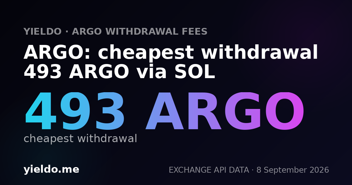 ARGO: cheapest withdrawal 493 ARGO via SOL