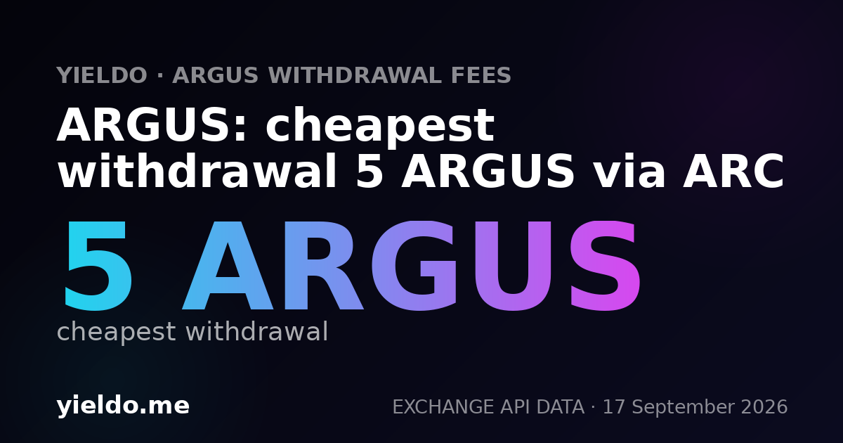 ARGUS: cheapest withdrawal 5 ARGUS via ARC