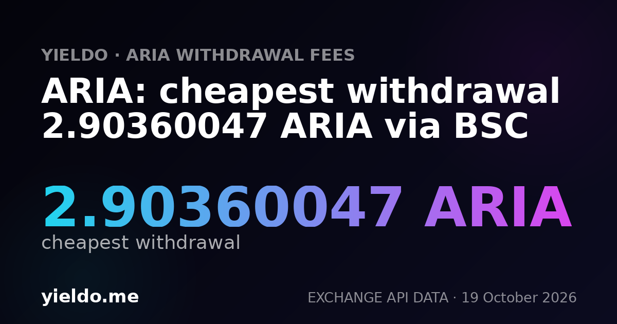ARIA: cheapest withdrawal 2.90360047 ARIA via BSC
