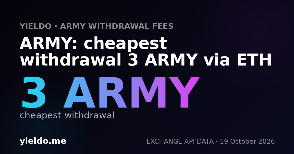 ARMY: cheapest withdrawal 3 ARMY via ETH