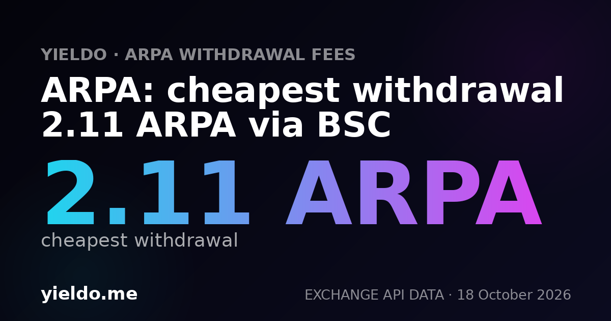 ARPA: cheapest withdrawal 2.11 ARPA via BSC