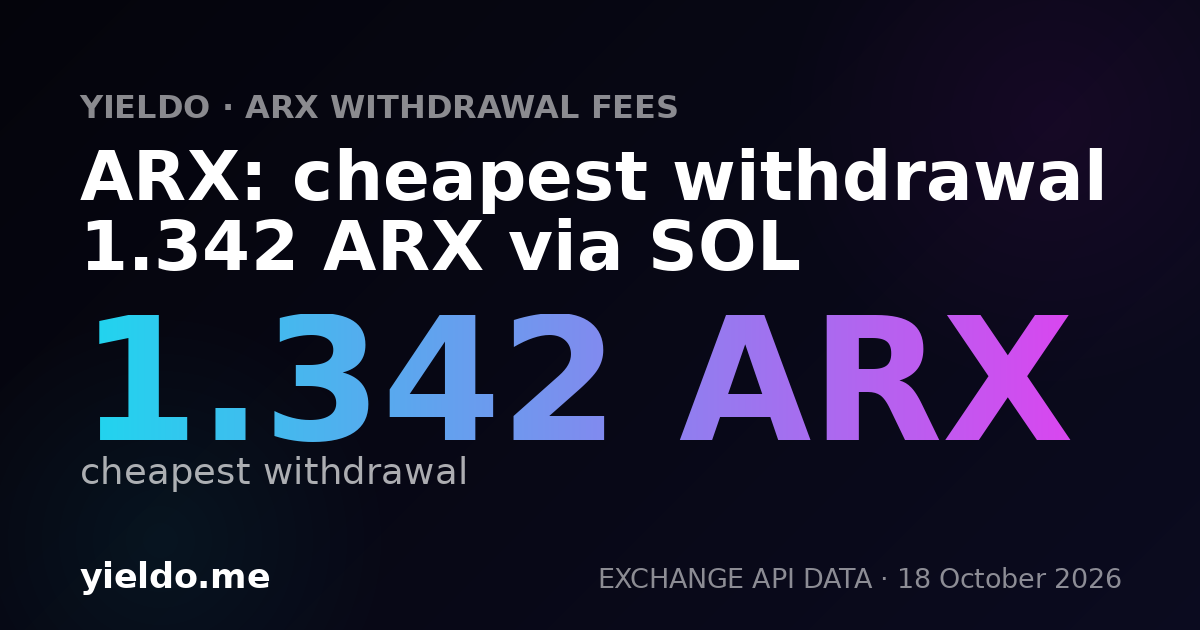ARX: cheapest withdrawal 1.355 ARX via SOL
