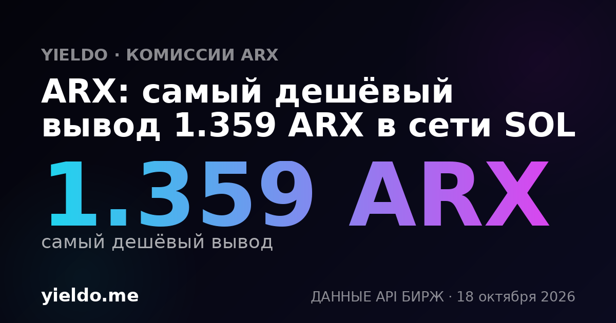 ARX: самый дешёвый вывод 1.347 ARX в сети SOL