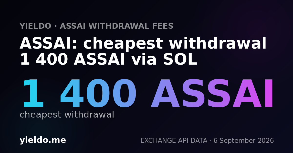 ASSAI: cheapest withdrawal 1 400 ASSAI via SOL