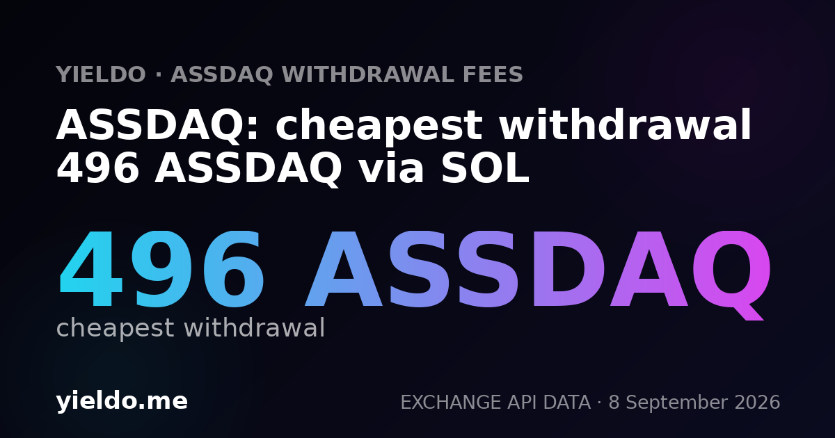 ASSDAQ: cheapest withdrawal 496 ASSDAQ via SOL