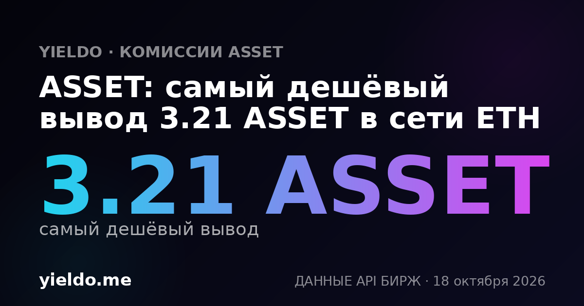 ASSET: самый дешёвый вывод 3.18 ASSET в сети ETH