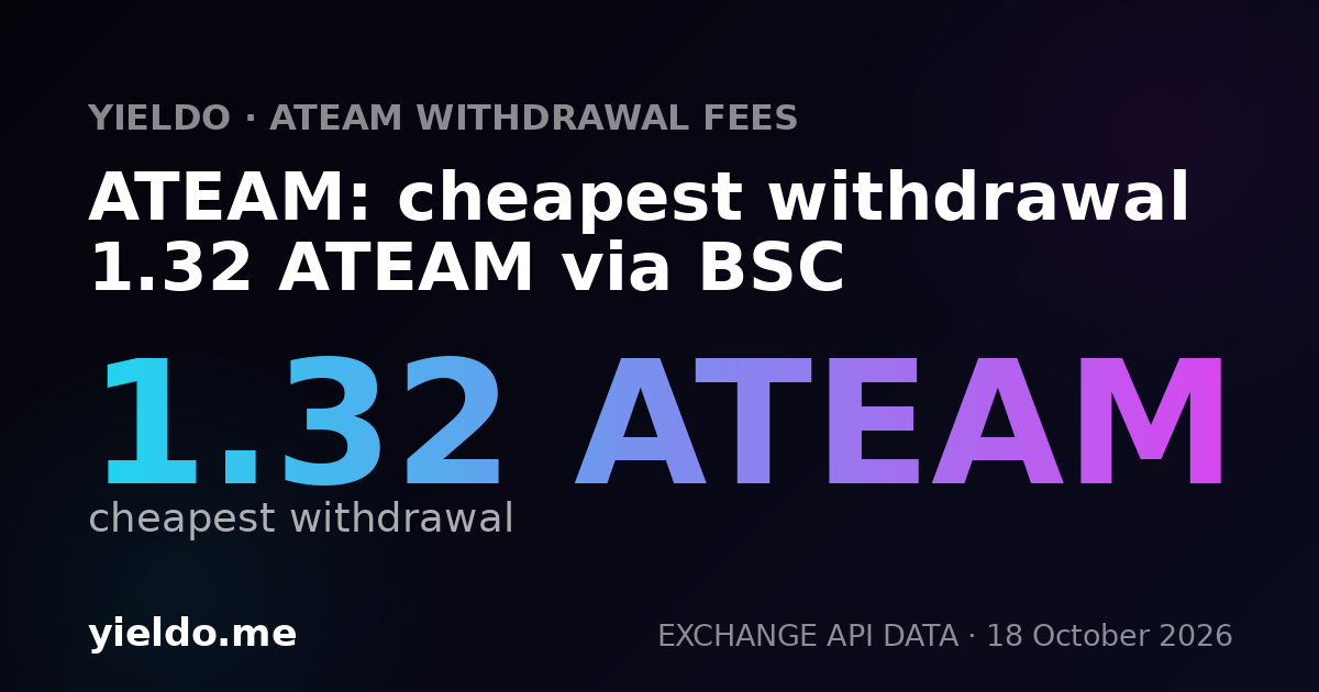 ATEAM: cheapest withdrawal 1.32 ATEAM via BSC