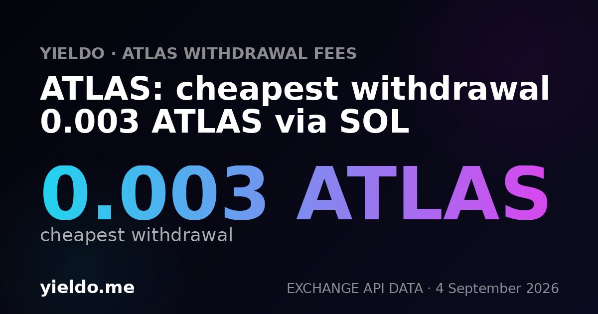 ATLAS: cheapest withdrawal 0.003 ATLAS via SOL