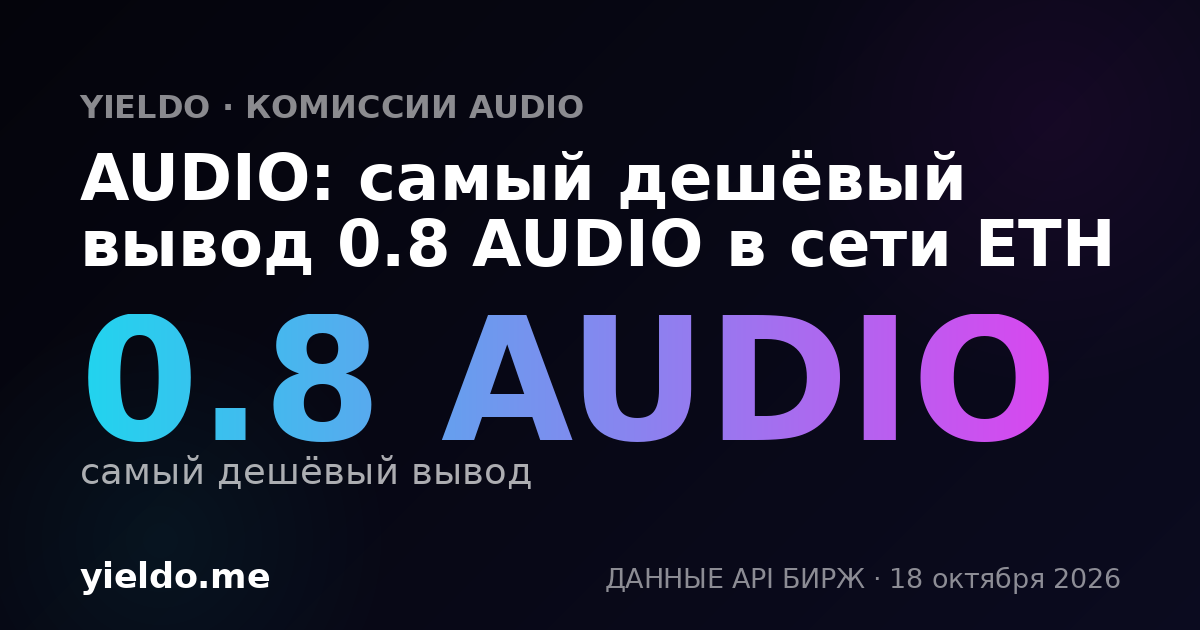 AUDIO: самый дешёвый вывод 0.8 AUDIO в сети ETH