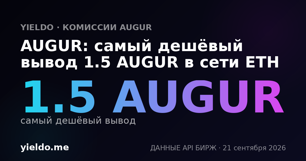 AUGUR: самый дешёвый вывод 1.5 AUGUR в сети ETH