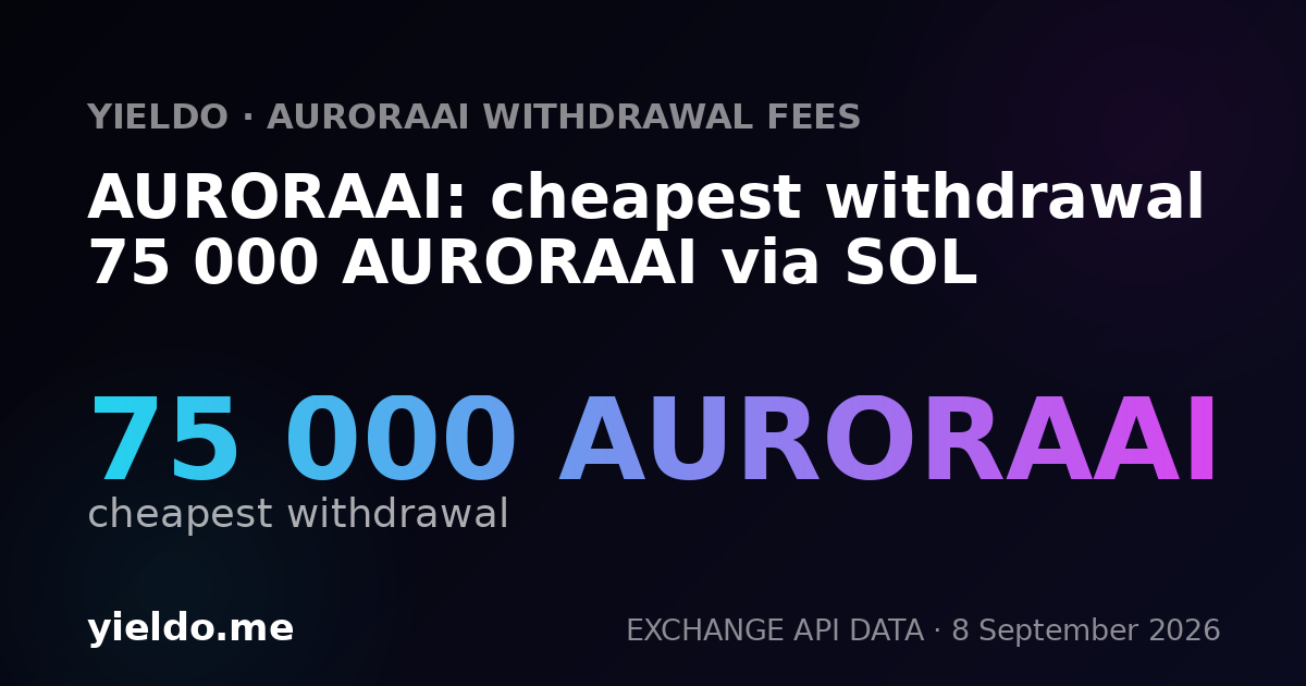 AURORAAI: cheapest withdrawal 75 000 AURORAAI via SOL