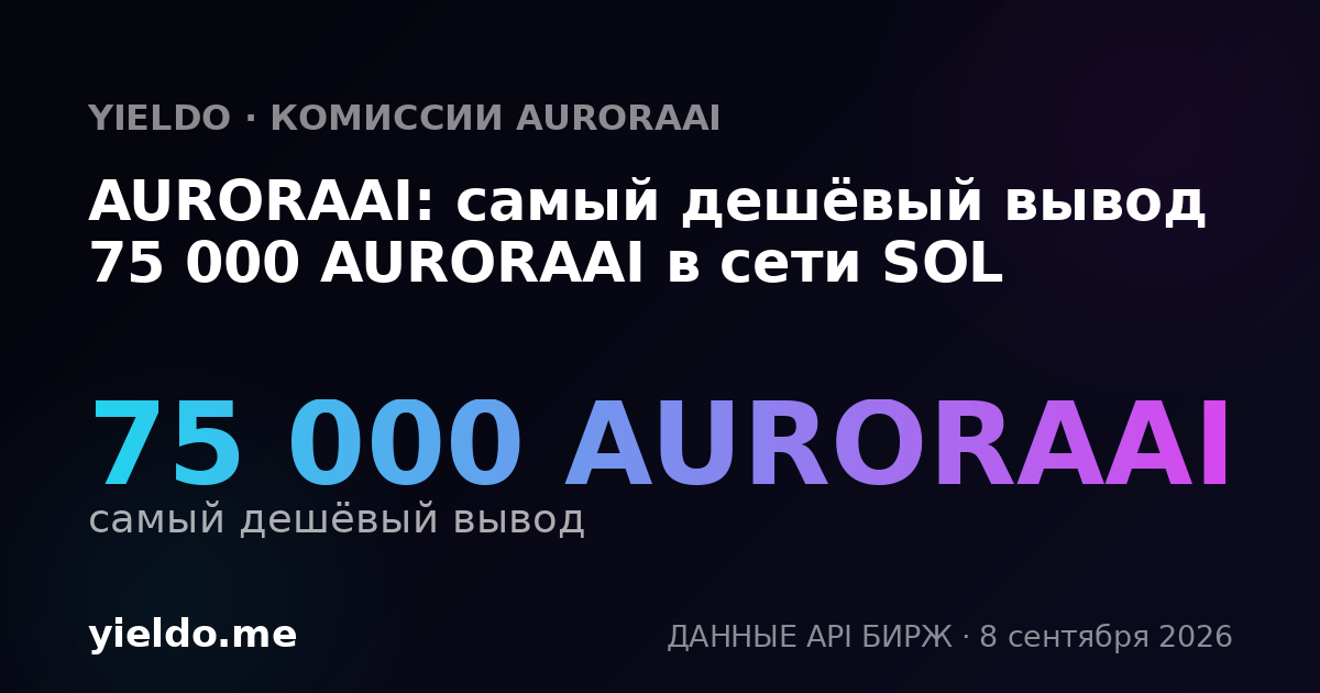 AURORAAI: самый дешёвый вывод 75 000 AURORAAI в сети SOL